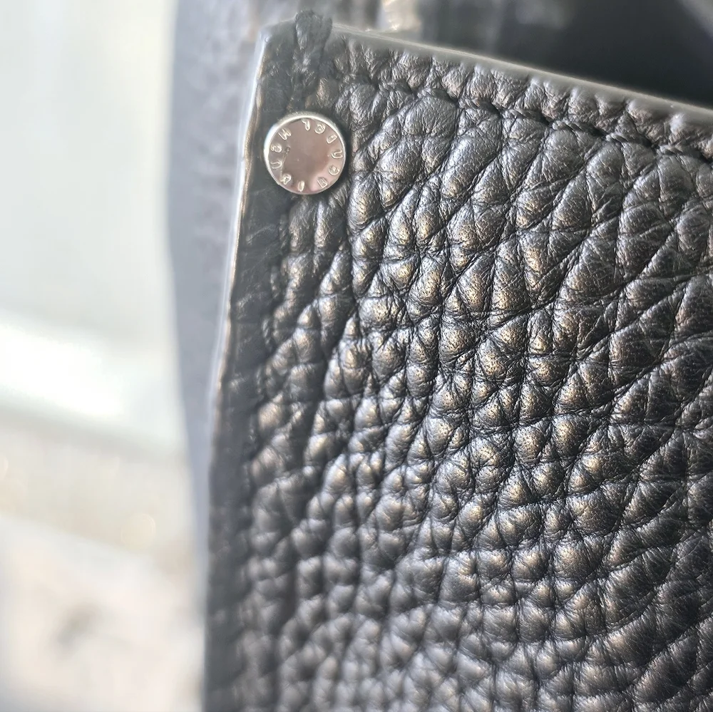 henri bendel Black Leather Tote with Grommet Strap Details